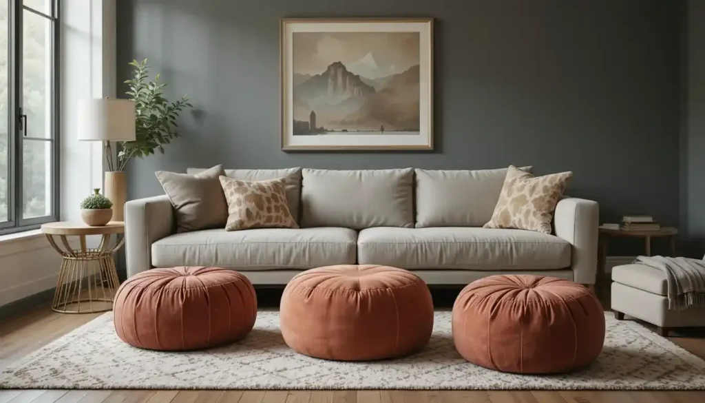 Layered Seating with Ottomans and Poufs